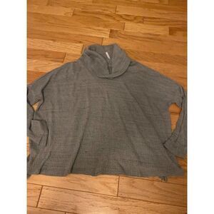 My Story, women's green, relaxed waffle knit cowl neck pullover cozy sweater Lrg